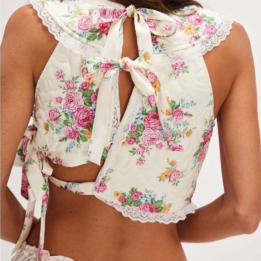 NWT For Love & Lemons Amandine Crop Top M - Picture 2 of 7